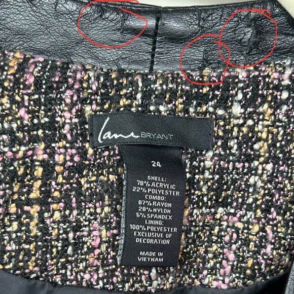 Lane Bryant Open Front Jacket Blazer Size 24 Vegan Leather Trim - Picture 12 of 12